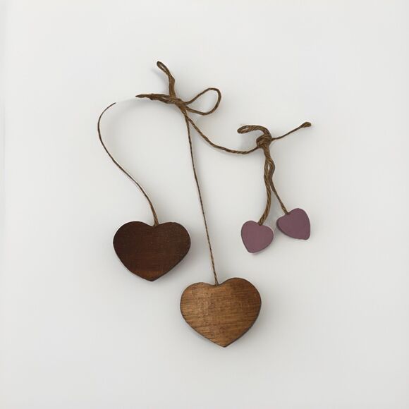 Vintage Wooden Heart Hanging Decor Set Country Grandmacore Primitive Wall Art - Picture 5 of 13